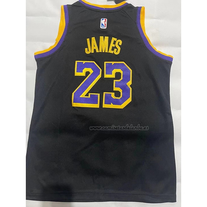 Camiseta Nino Los Angeles Lakers LeBron James NO 23 Earned 2021-22 Negro